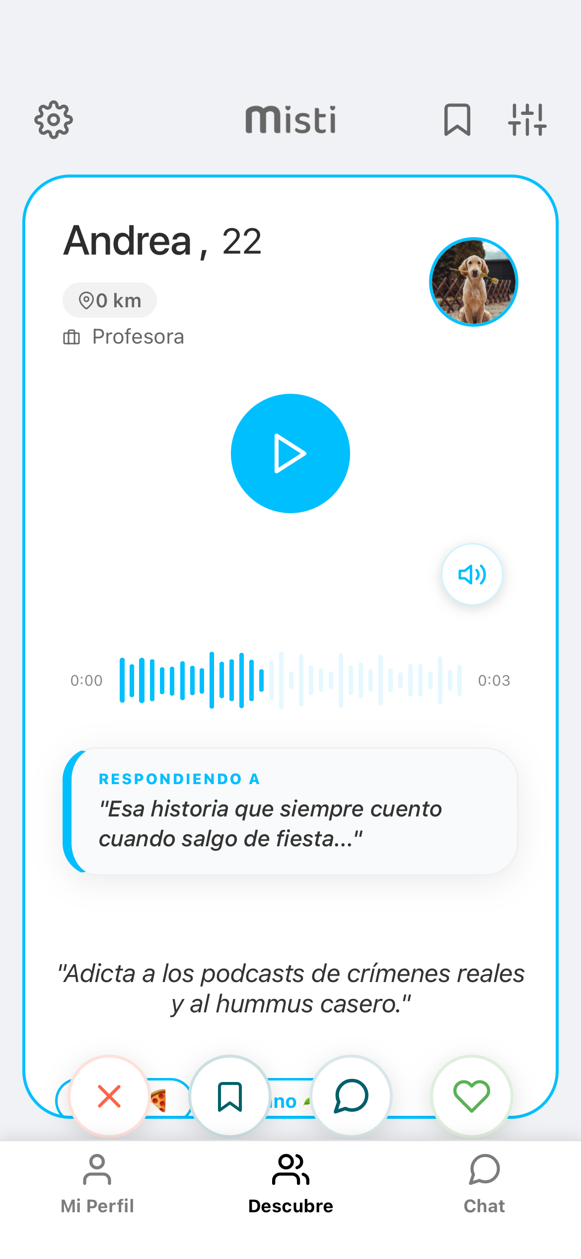 Misti App Profile